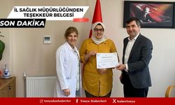 İL SAĞLIK MÜDÜRLÜĞÜNDEN TEŞEKKEÜR BELGESİ