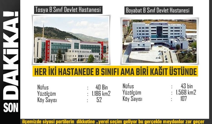 B SINIFI OLAN TOSYA VE BOYABAT HASTANELERİ ARASINDA NE FARK VAR
