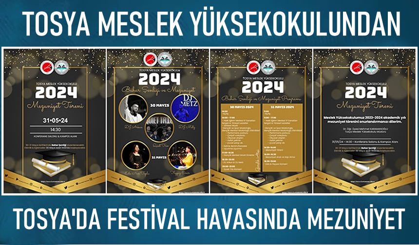 TOSYA MESLEK YÜKSEK OKULUNDAN FESTİVAL HAVASINDA MEZUNİYET